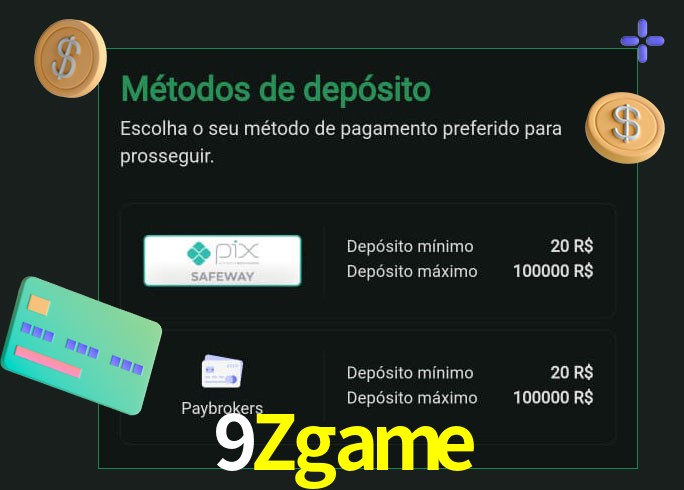O cassino 9Zgame oferece uma grande variedade de métodos de pagamento